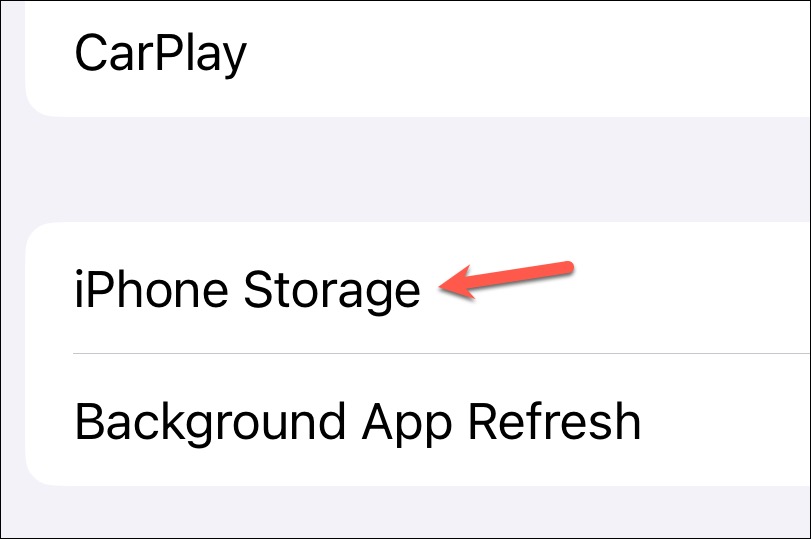 Tap iPhone storage - Settings