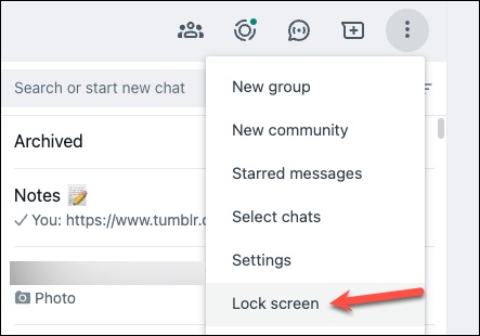 Lock Screen on WhatsApp Web