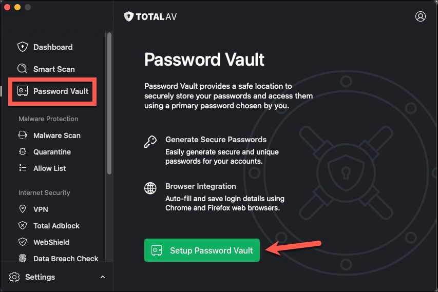Set up TotalAV Password Vault on Mac